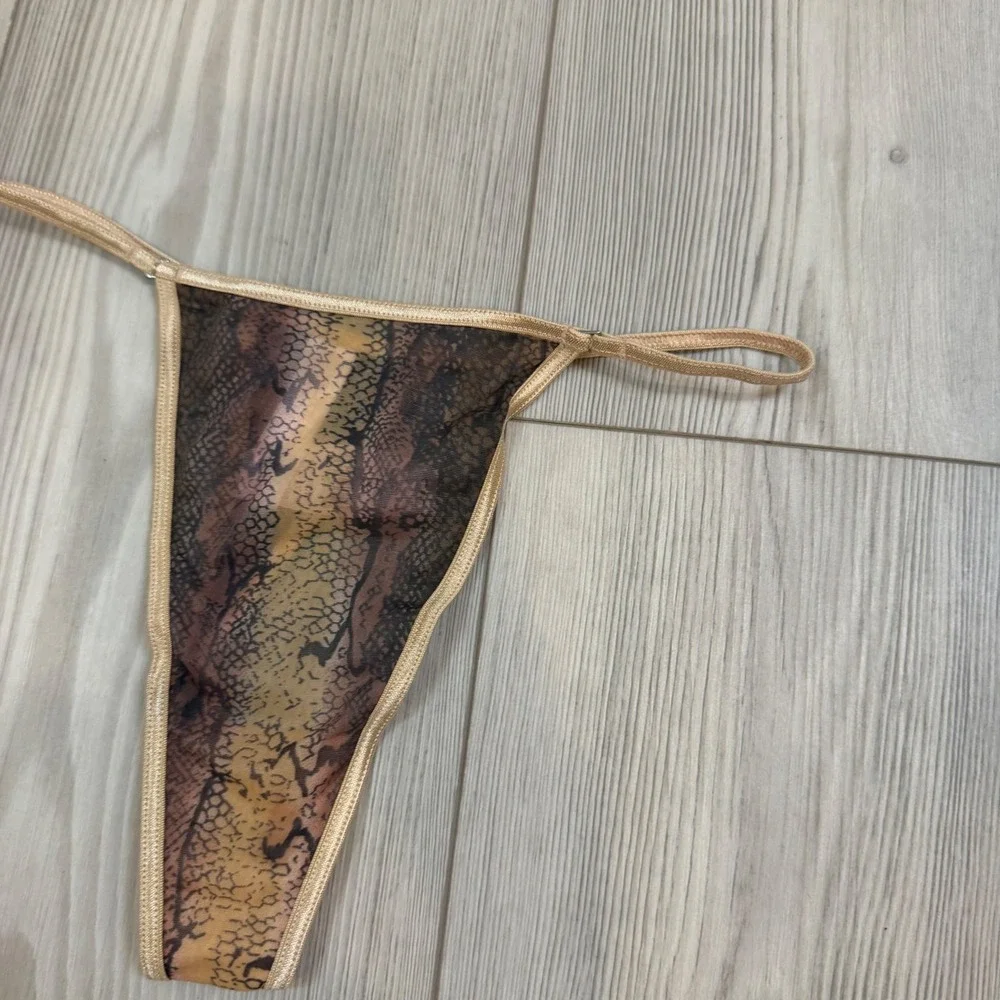 Vintage Victoria's Secret V-String‎ Thong Small Snakeskin Animal Print Y2K NWT